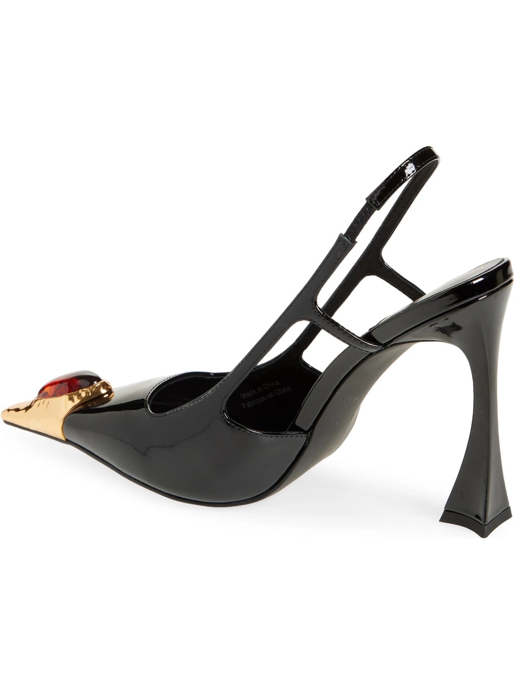 NEW! Jeffrey Campbell Sorcerer Black Patent Slingback with Gold-Tone Gem Accent - Picture 3 of 10